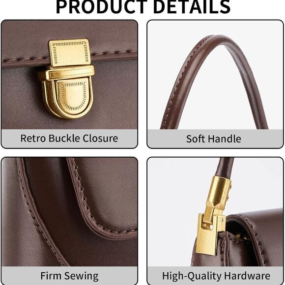 Vintage Faux Leather Shoulder Bag Women Clutch Tote Purse Zipper Closure